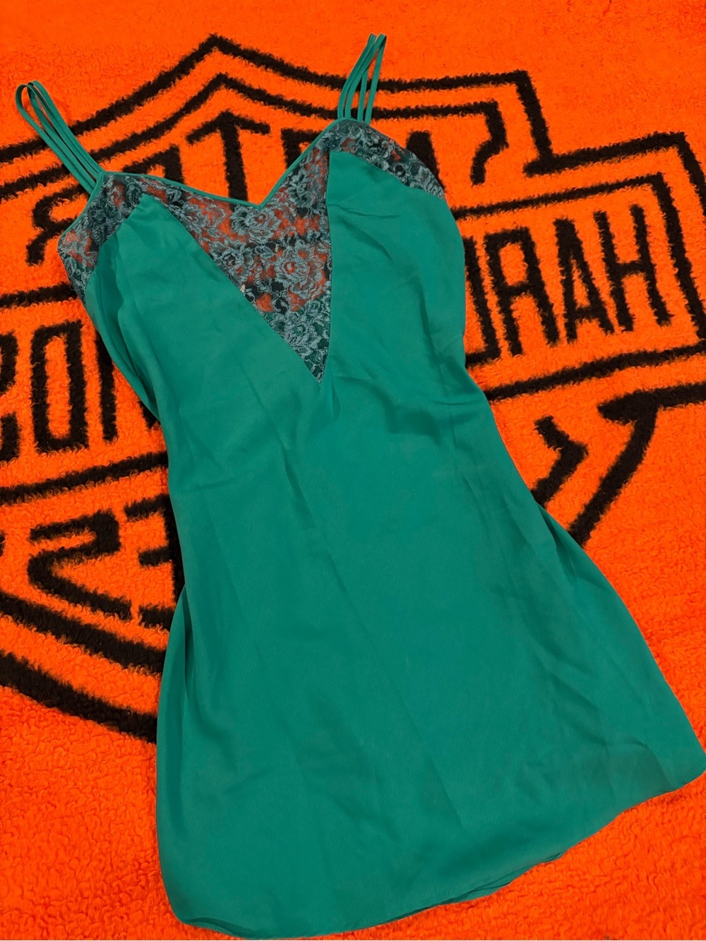 90s Victoria’s Secret Gold Emerald Green  slip dress